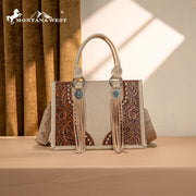 Montana West Tooled Concho Tote/Crossbody MW1339-2002TAN