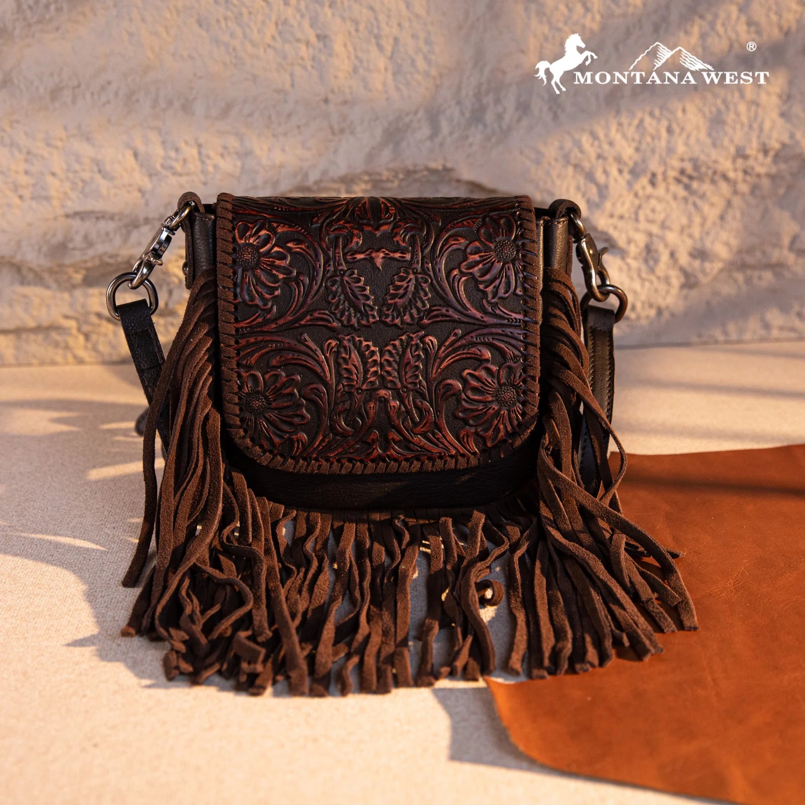 Montana West Tooled Fringe Crossbody Purse RLC-L187