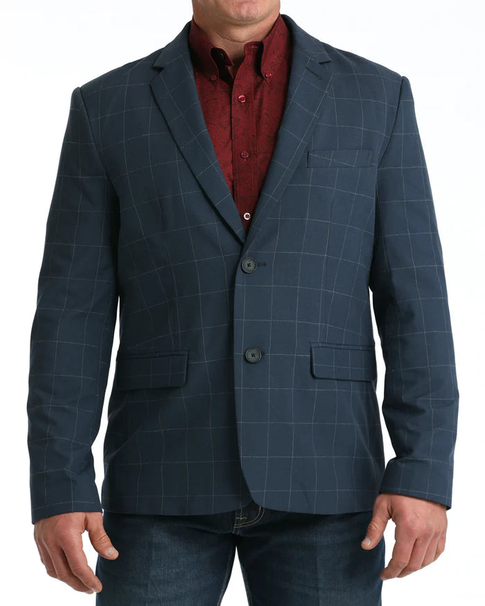 Cinch Mens Navy Plaid Sport Coat MWJ1931002