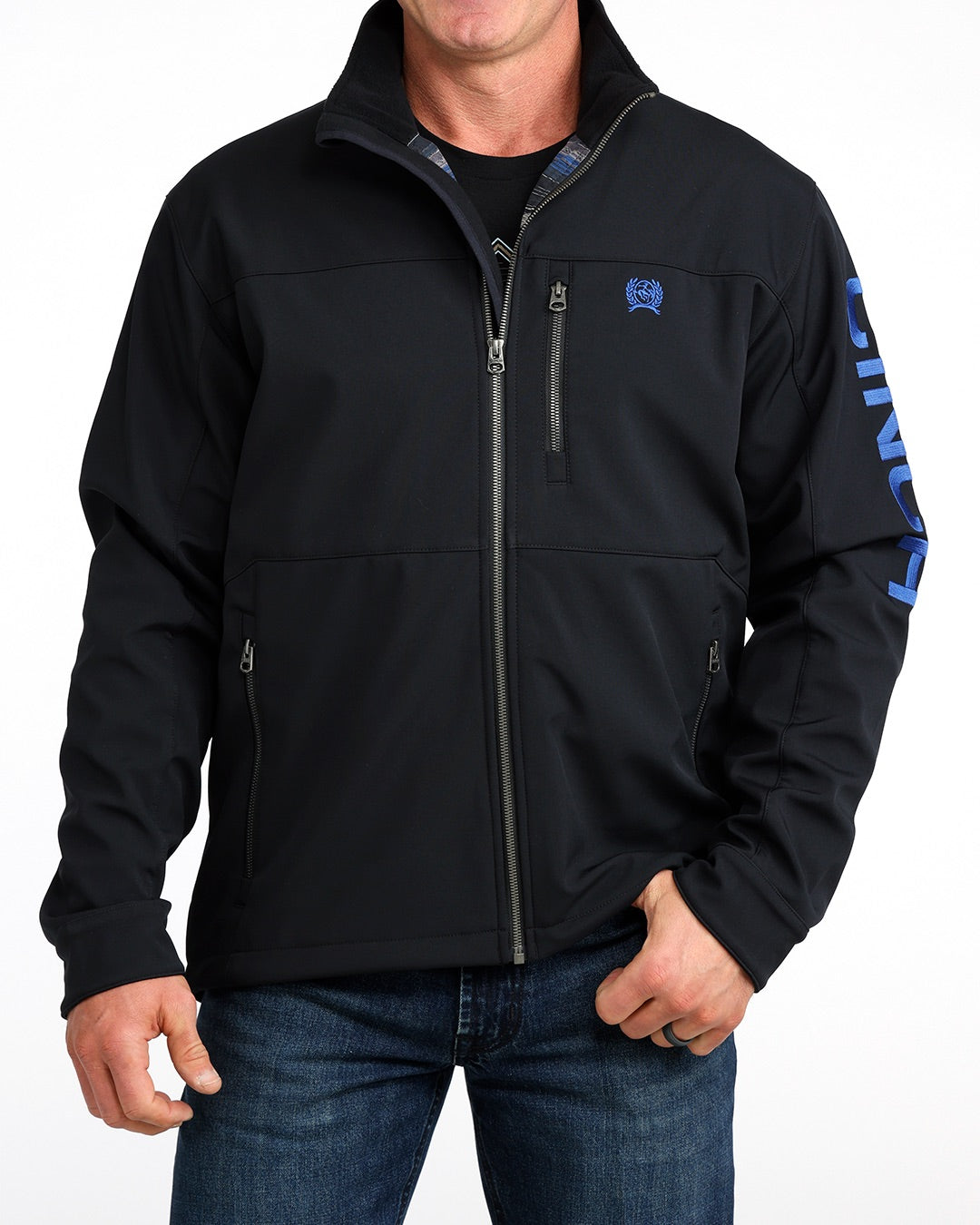 Cinch Men's Black Bonded Blue Logo Jacket MWJ1945001