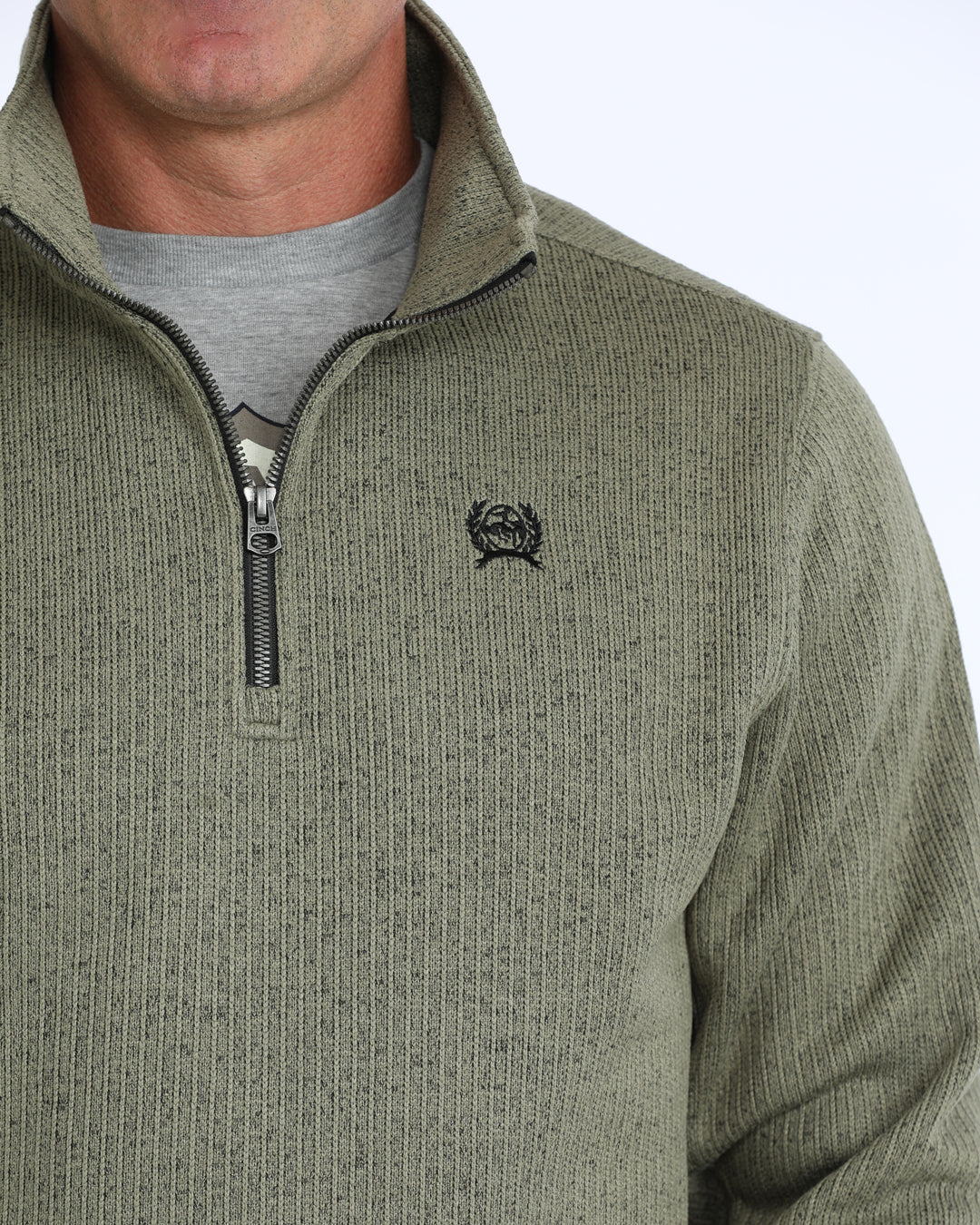 Cinch Men's Light Olive 1/4 Zip Sweater MWK1080021