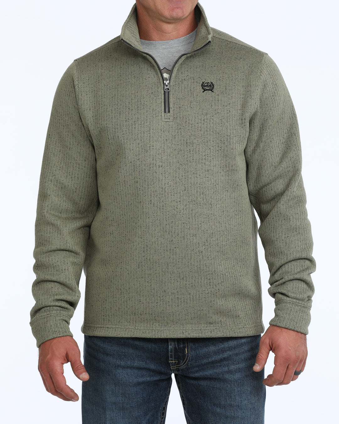 Cinch Men's Light Olive 1/4 Zip Sweater MWK1080021