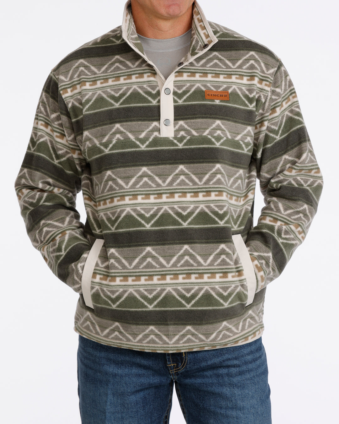 Cinch Men's Olive Polar Fleece Pullover MWK1514029