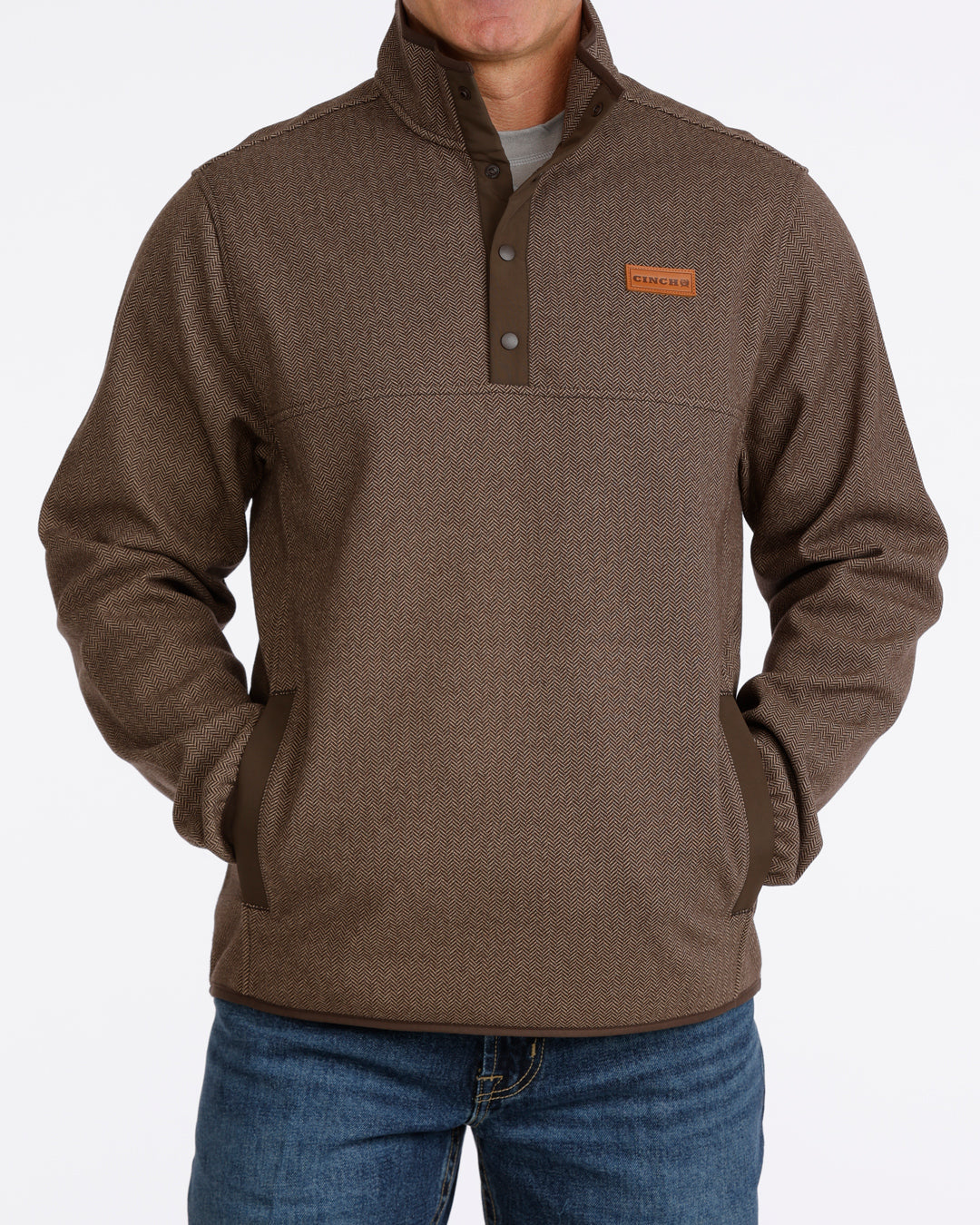 Cinch Men's Brown Herringbone Pullover MWK1534011