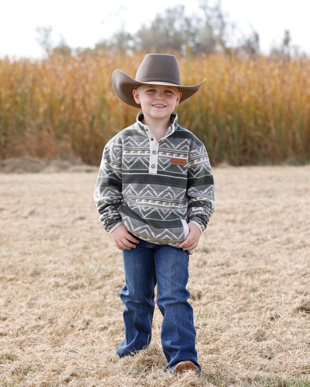 Cinch Boy's Olive Polar Fleece Pullover MWK7590021