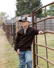 Cinch Boy's Brown 1/4 Zip Sweater MWK7980004