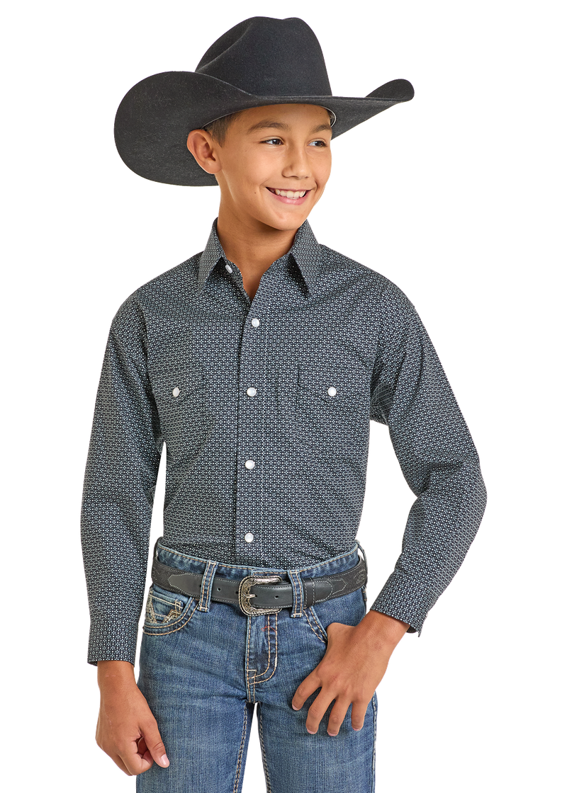 Panhandle Slim Boy's Circle Print Snap Front Shirt