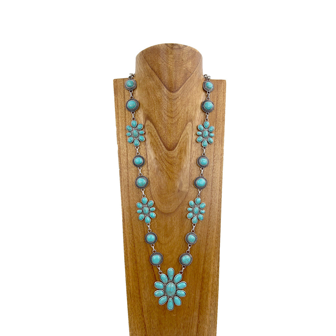 Western Elite Turquoise Concho Chain Necklace NKY230430-02