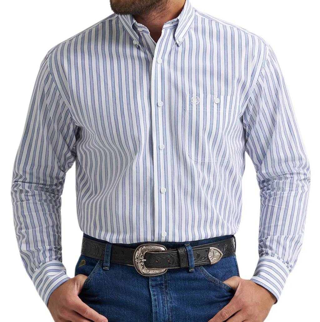Wrangler Men's George Strait Pinstripe Long Sleeve Shirt 2379063