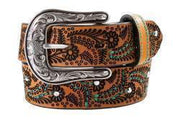 Nocona Girl's Turquoise Stitch Paisley Belt N4444002