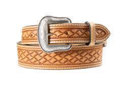Nocona Men's Large Tooled Basket Weave Western Belt N210010048