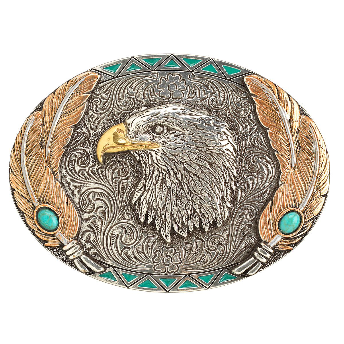 Nocona Oval Eagle Feathers Buckle 3700017