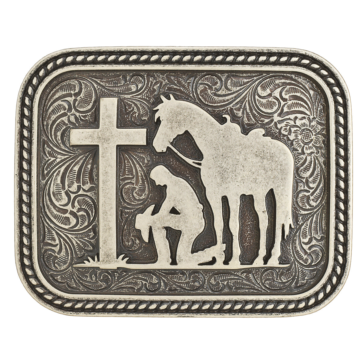 Nocona Men's Rectangle Cowboy Prayer Buckle 3700015