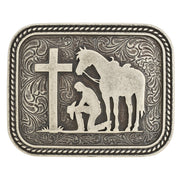 Nocona Men's Rectangle Cowboy Prayer Buckle 3700015