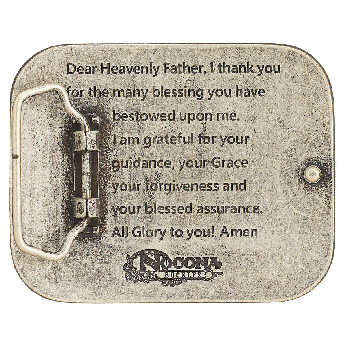 Nocona Men's Rectangle Cowboy Prayer Buckle 3700015