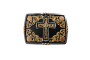 Nocona Men's Rectangle Multifinish Cross Buckle 37962