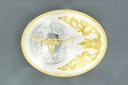Nocona Men's Oval Longhorn Scroll Buckle 3756413