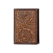 Nocona Men's Brown Floral Embossed Tri-Fold Wallet N500051302