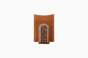 Nocona Brown Floral Filigree/Calf Hair Money Clip Wallet N500053302