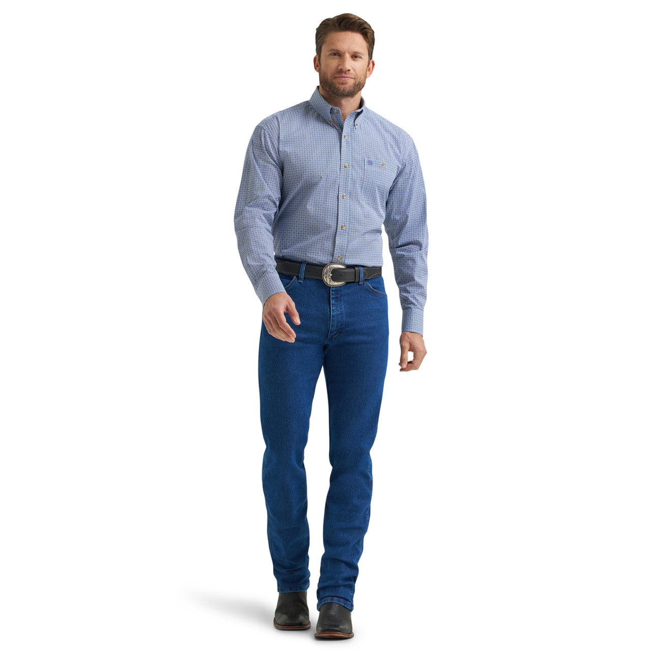Wrangler Men's Classic's Blue Patterned Shirt 2369432