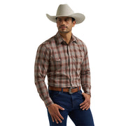 Wrangler Men's Wrinkle Resist Brown Plaid Snap Shirt 2381649