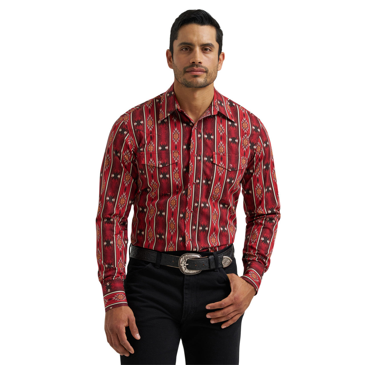 Wrangler Men's Maroon Checotah Snap Shirt 2384296
