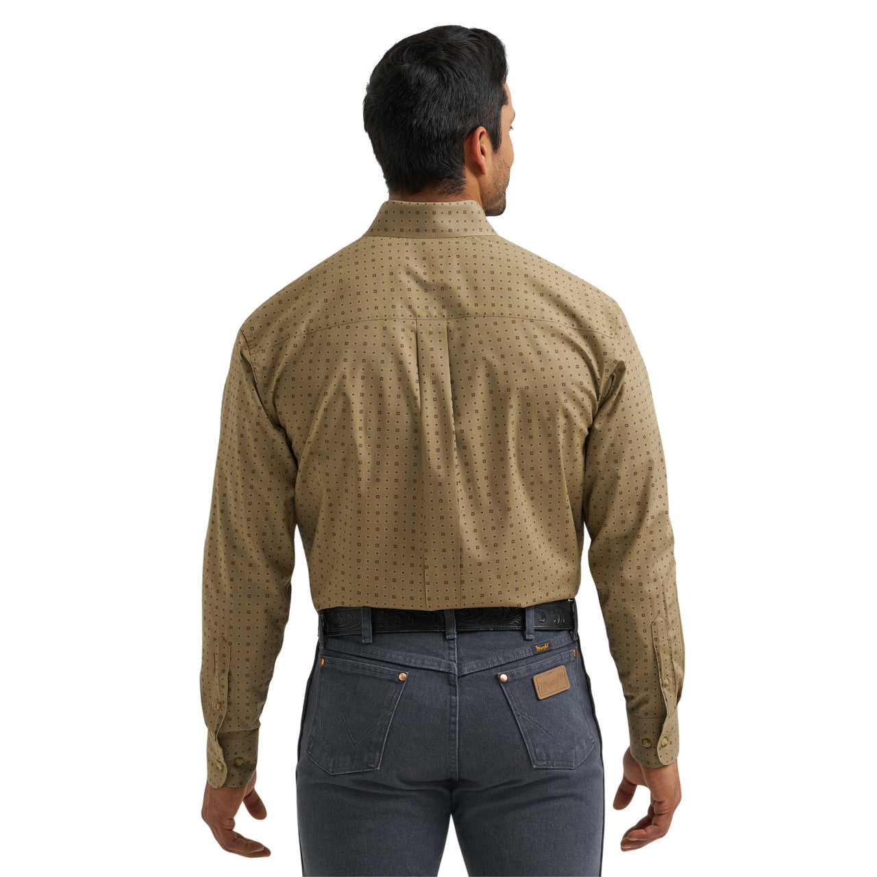 Wrangler Men's Relaxed Fit Brown Square Pattern Shirt 2381624