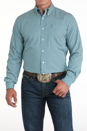 Cinch Men's Blue Printed Modern Fit Shirt MTW1347137