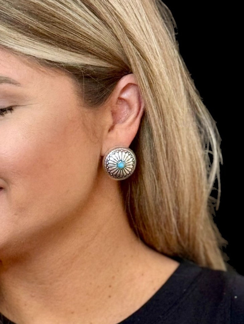 West & Co. Round Stamped Concho Earrings