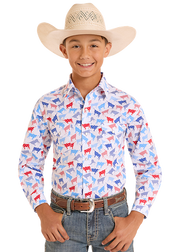 Panhandle Slim American Steer Print Snap Front Shirt RBN2S08929
