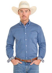 Panhandle Slim Men's Blue Long Sleeve Button Down Shirt RMB2S08268