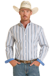 Rough Stock Men's Ombre Stripe Button Down Shirt RMB2S08925