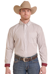 Rock & Roll Denim Men's Beige Printed Button Up Shirt RMB2S09537