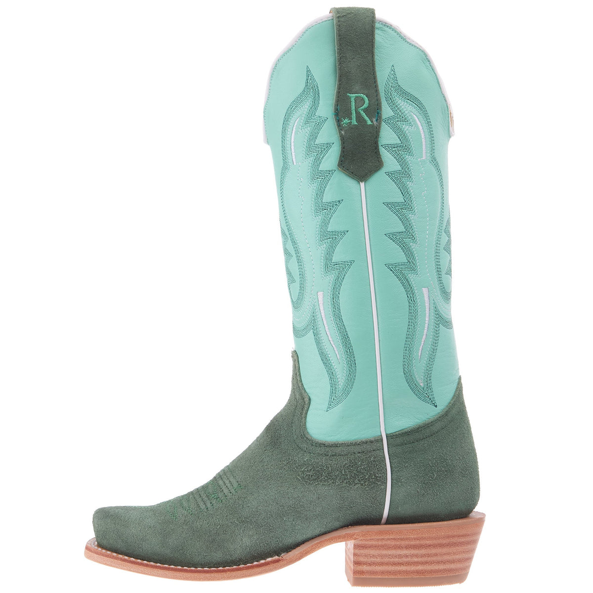 R Watson Women's Teal Roughout and Mint Western Boot RWL8419