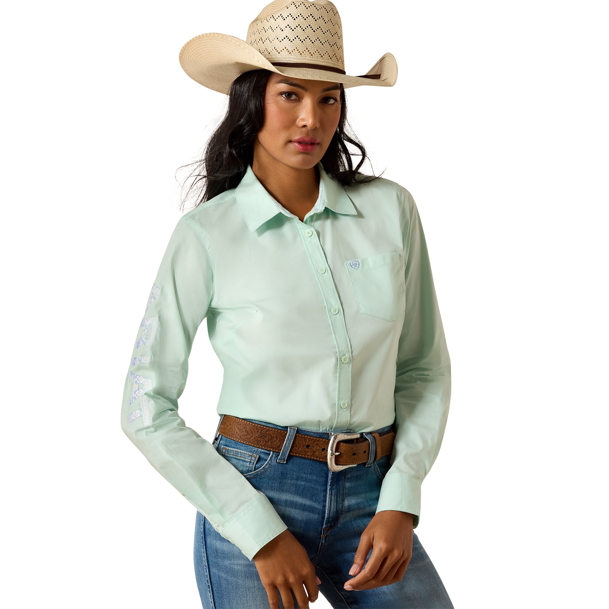 Ariat Women's Dusty Aqua Team Kirby Button Down 10073392
