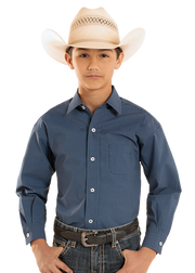 Rock & Roll Cowboy Boy's Blue Button Up Shirt SBB2S08279
