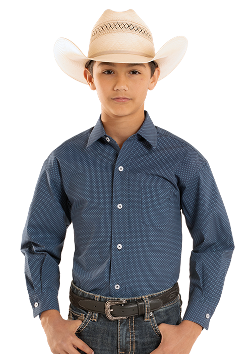 Rock & Roll Cowboy Boy's Blue Button Up Shirt SBB2S08279