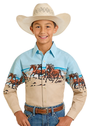 Panhandle Slim Boy's Border Print Snap Front Shirt