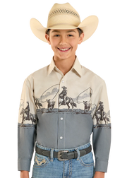Panhandle Slim Cowboy Border Print Snap Front Shirt SBN2S08293