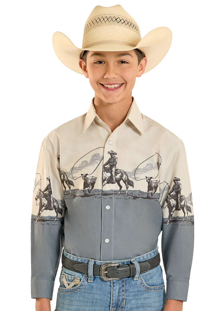 Panhandle Slim Cowboy Border Print Snap Front Shirt SBN2S08293