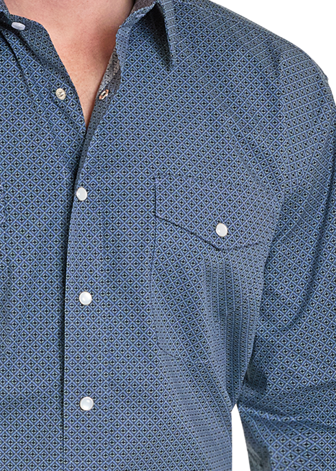 Panhandle Slim Men's Blue Snap Long Sleeve Shirt SMN2S07608