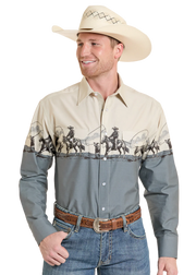 Panhandle Slim Men's Cowboy Border Print Snap Front Shirt SMN2S08293