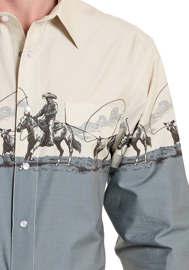 Panhandle Slim Men's Cowboy Border Print Snap Front Shirt SMN2S08293