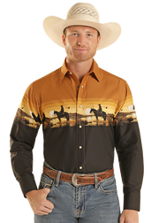 Panhandle Slim Men's Cowboy Border Print Snap Front Shirt SMN2S08942