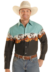Panhandle Slim Men's Desert Border Print Snap Front Shirt SMN2S08943