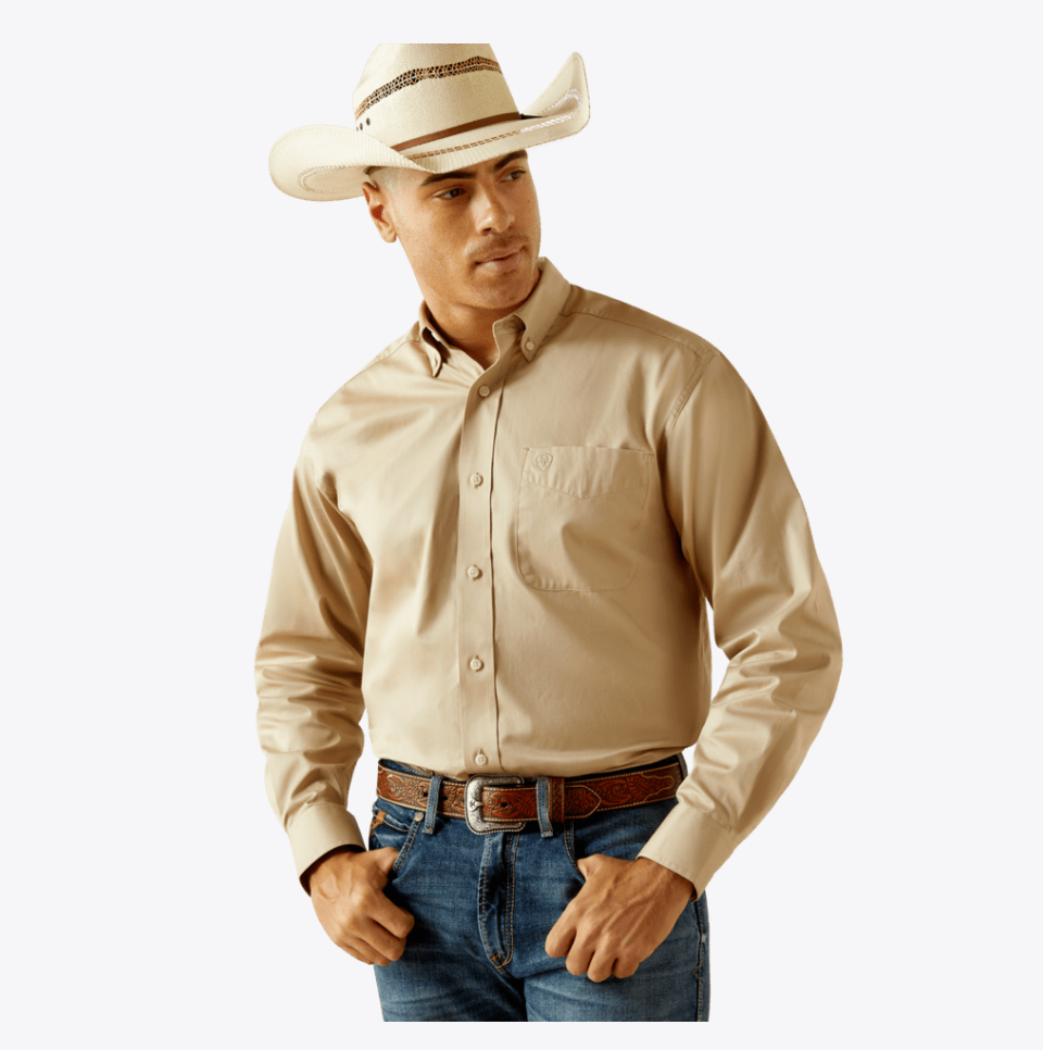 Ariat Men's Lightweight Solid Twill Khaki Shirt 10058558