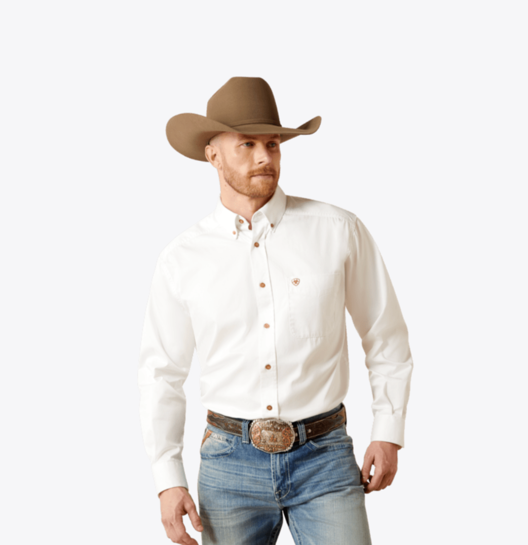Ariat Men's Solid White Button Up Shirt 10000503