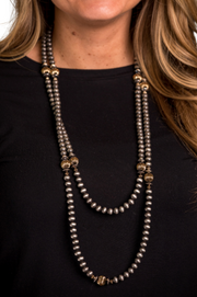 West & Co Faux Navajo Melon Bead Necklace N1518T