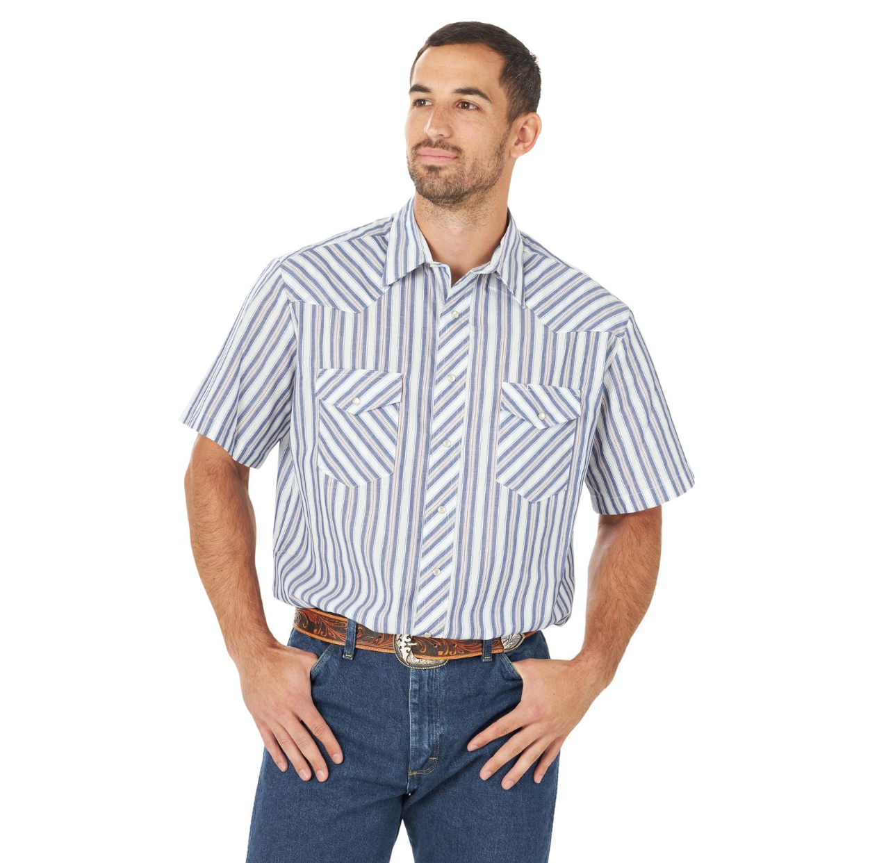 Wrangler Men's Short Sleeve Assorted Striped Shirt 76951PP
