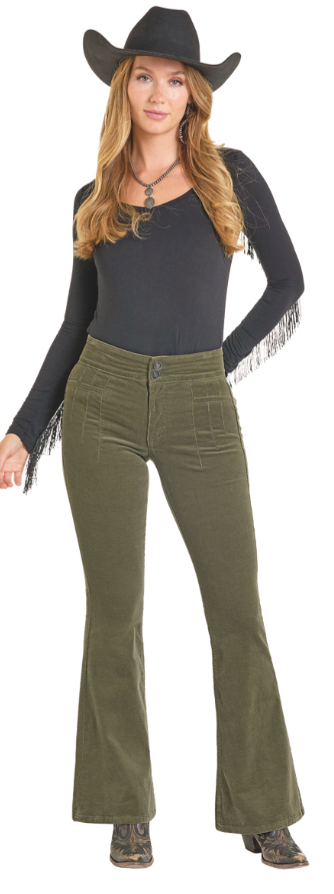 Rock & Roll Cowgirl Jade Corduroy Flare Jeans BW6PD07180